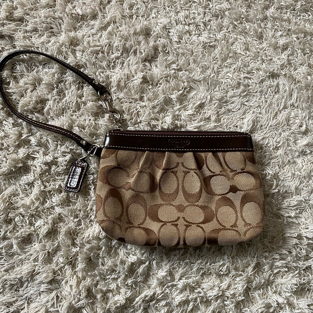 Coach Brown Signature Wristlet